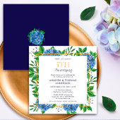Blue Hydrangeas Überraschung 5. Hochzeitstag Einladung