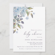Blue Hydrangeas und Calligraphy Baby Shower