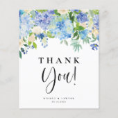 Blue Hydrangeas und Elfenbein Rose Danke, Card (Vorderseite)