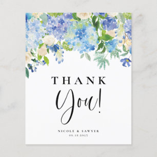 Blue Hydrangeas und Elfenbein Rose Danke, Card