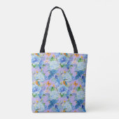 Blue Hydrangeas und Hummingbirds Tote Bag Tasche (Rückseite)