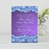 Blue Hydrangeas und Lavender Lila Einladung (Stehend Vorderseite)