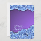 Blue Hydrangeas und Lavender Lila Einladung (Rückseite)