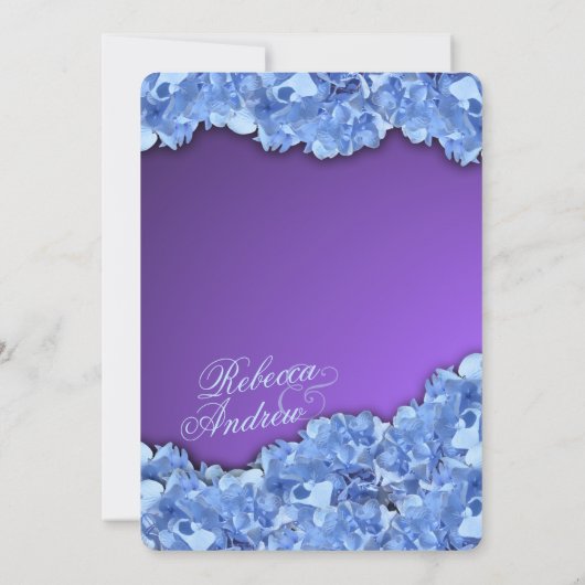 Blue Hydrangeas und Lavender Lila Einladung (Rückseite)