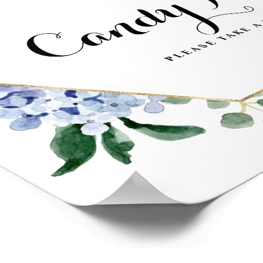 Blue Hydrangeas und Pink Roses Gold Candy Bar Poster (Ecke)