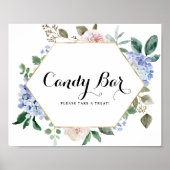 Blue Hydrangeas und Pink Roses Gold Candy Bar Poster (Vorne)