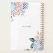 Blue Hydrangeas und Pink Roses Script Planer (Rückseite)