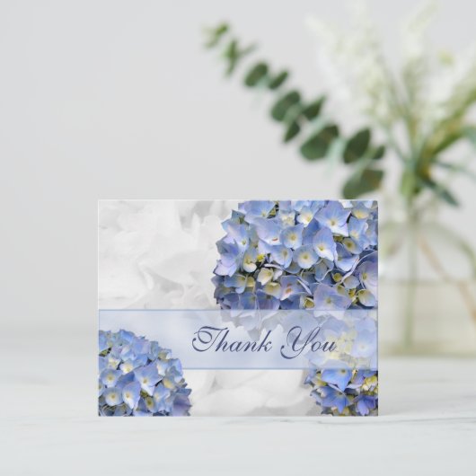 Blue Hydrangeas Vielen Dank Karten (Stehend Vorderseite)