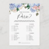Blue Hydrangeas Was ist in Ihrer Purse Game Card? Begleitkarte (Vorderseite)