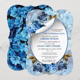 Blue Hydrangeas Wasserfarbe Blume Bestätigung Einladung