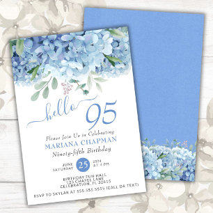 Blue Hydrangeas Wasserfarbe Floral 95. Geburtstag Einladung