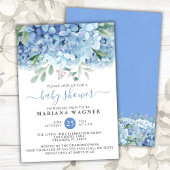 Blue Hydrangeas Watercolor Blumenjungen Babydusche Einladung