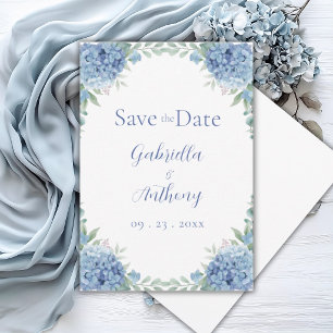 Blue Hydrangeas Watercolor Blumenzettel Save The Date