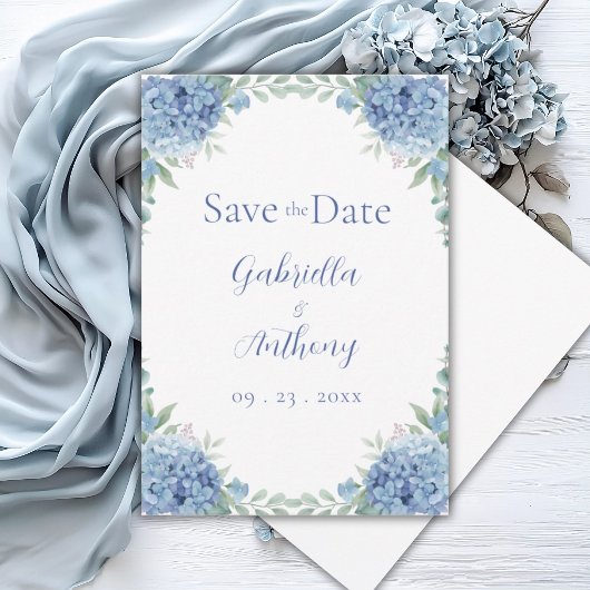 Blue Hydrangeas Watercolor Blumenzettel Save The Date