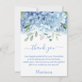 Blue Hydrangeas Watercolor Floral Danke Karte