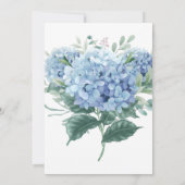 Blue Hydrangeas Watercolor Floral Wedding Einladung (Rückseite)