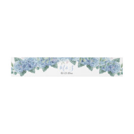 Blue Hydrangeas Watercolor Floral Wedding Einladungsbanderole