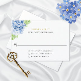 Blue Hydrangeas Watercolor Floral Wedding  RSVP Karte