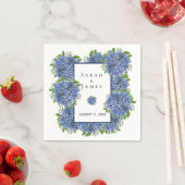 Blue Hydrangeas Watercolor Hochzeitsempfang Serviette (Beispiel)