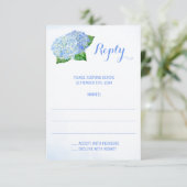 Blue Hydrangeas Watercolor Hochzeitskarten RSVP Karte (Stehend Vorderseite)