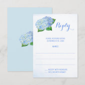 Blue Hydrangeas Watercolor Hochzeitskarten RSVP Karte (Vorne/Hinten)