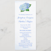 Blue Hydrangeas Watercolor Hochzeitsprogramme Programm (Vorderseite)