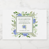 Blue Hydrangeas Watercolor Wedding Schaumweinetikett (Einzelnes Label)