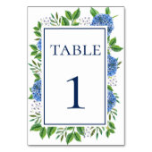 Blue Hydrangeas Watercolor Wedding Tischnummer (Vorderseite)