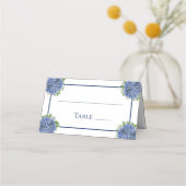 Blue Hydrangeas Watercolor Wedding Tischnummer Platzkarte (Vorderseite)