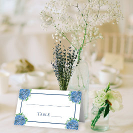 Blue Hydrangeas Watercolor Wedding Tischnummer Platzkarte