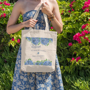 Blue Hydrangeas Watercolor Wedding Welcome Bag Tragetasche