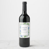Blue Hydrangeas Watercolor Wedding Wine Label Weinetikett (Vorderseite)