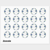 Blue Hydrangeas Wedding Classic Round Sticker (Blatt)