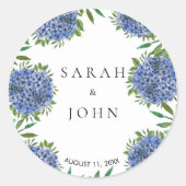Blue Hydrangeas Wedding Classic Round Sticker (Vorderseite)