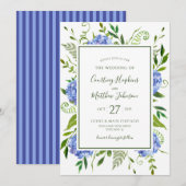Blue Hydrangeas Wedding Einladung (Vorne/Hinten)