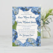 Blue Hydrangeas Wedding Einladung (Stehend Vorderseite)