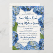 Blue Hydrangeas Wedding Einladung (Vorne/Hinten)