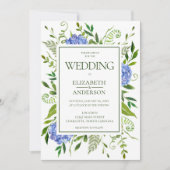 Blue Hydrangeas Wedding Einladung (Vorderseite)