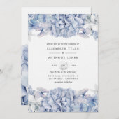Blue Hydrangeas Wedding Einladung (Vorne/Hinten)