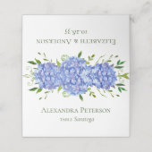 Blue Hydrangeas Wedding Platzkarte (Außenseite Aufgefaltet)