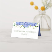 Blue Hydrangeas Wedding Platzkarte (Rückseite)