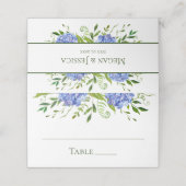 Blue Hydrangeas Wedding Platzkarte (Außenseite Aufgefaltet)