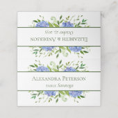 Blue Hydrangeas Wedding Platzkarte (Außenseite Aufgefaltet)