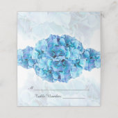 Blue Hydrangeas Wedding Platzkarte (Außenseite Aufgefaltet)