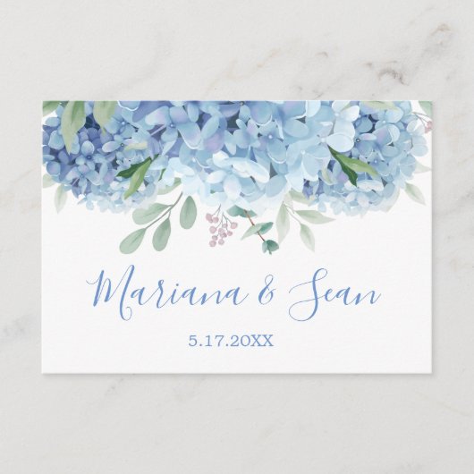 Blue Hydrangeas Wedding QR Code Enclosure Card Dankeskarte (Vorderseite)