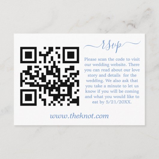 Blue Hydrangeas Wedding QR Code Enclosure Card Dankeskarte (Rückseite)