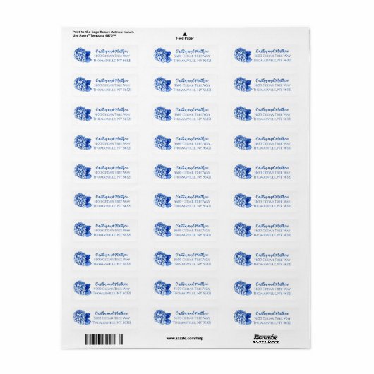 Blue Hydrangeas Wedding Return Address Label (Vorne)