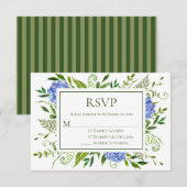 Blue Hydrangeas Wedding RSVP Karte (Vorne/Hinten)