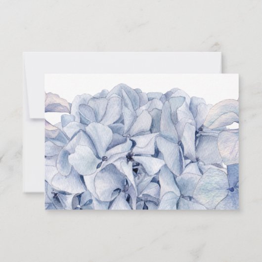 Blue Hydrangeas Wedding RSVP Karte (Rückseite)