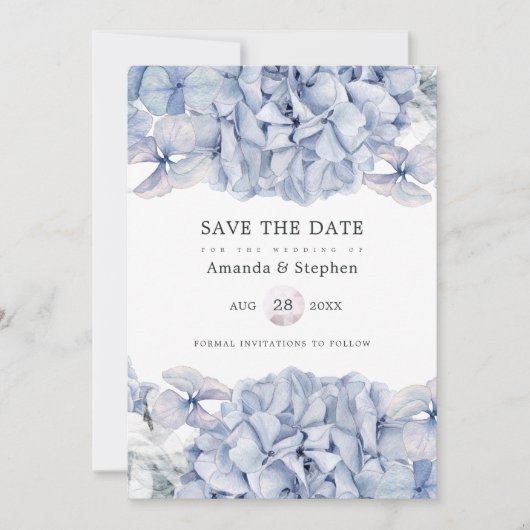 Blue Hydrangeas Wedding Save The Date (Vorderseite)